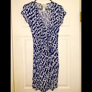 Laundry by Design Navy & White Coral Print Dress
